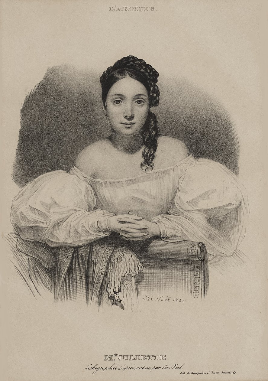 Mademoiselle Juliette Drouet portréja. alkotó: Alphonse Leon Noel