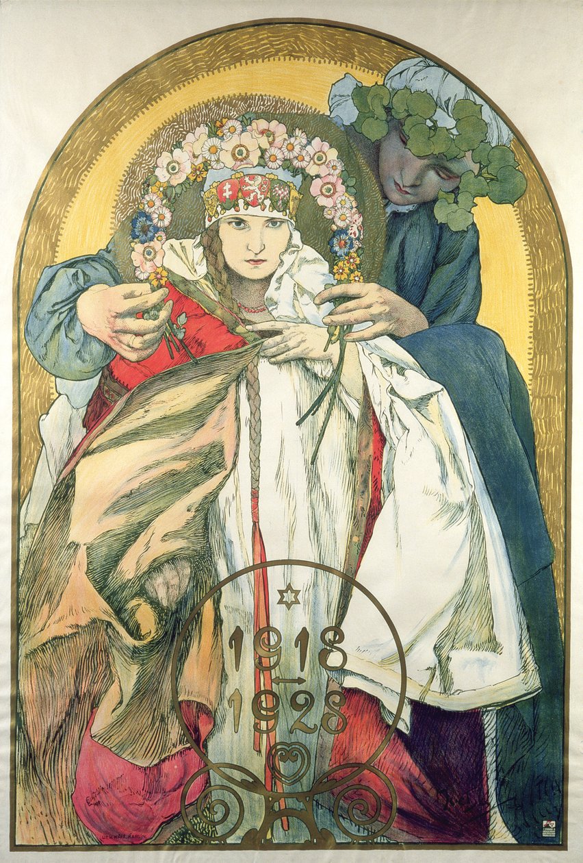A Csehszlovák Köztársaság függetlenségének 10. évfordulója alkotó: Alphonse Marie Mucha
