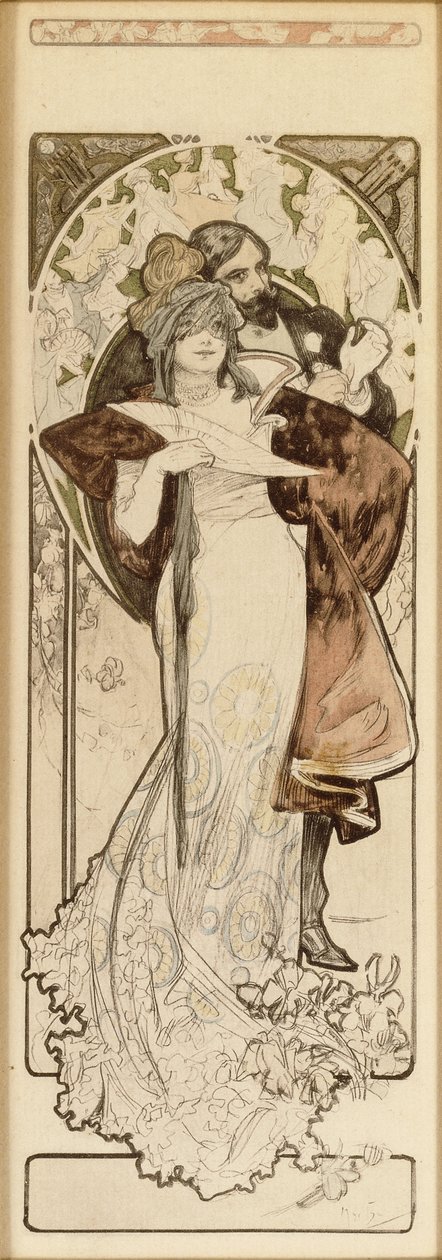 Modell az „1900. október 27-i program” című litográfiához, kb. 1900 alkotó: Alphonse Mucha