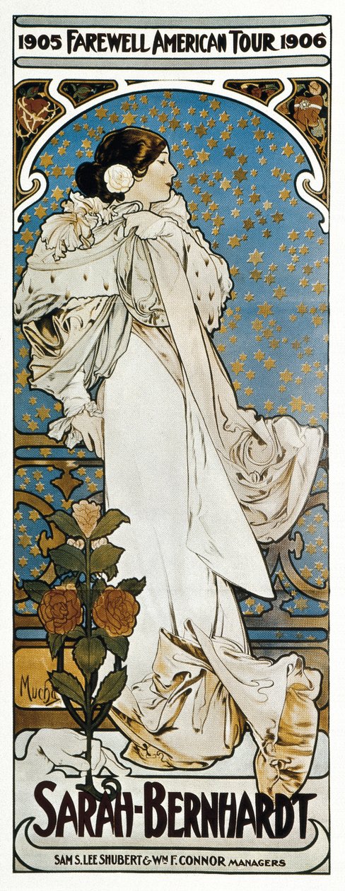 Sarah Bernhardt búcsúzó amerikai turnéjának plakátja alkotó: Alphonse Marie Mucha