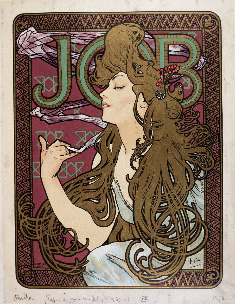 Mucha „Job Cigarette Paper” reklámplakátja alkotó: Alphonse Mucha
