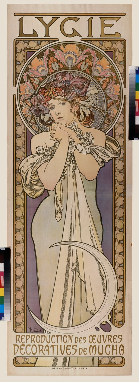 A Lygie tánccsoport reklámplakátja. Alfons Maria Mucha plakátja (Alphonse Marie Mucha alkotó: Alphonse Marie Mucha
