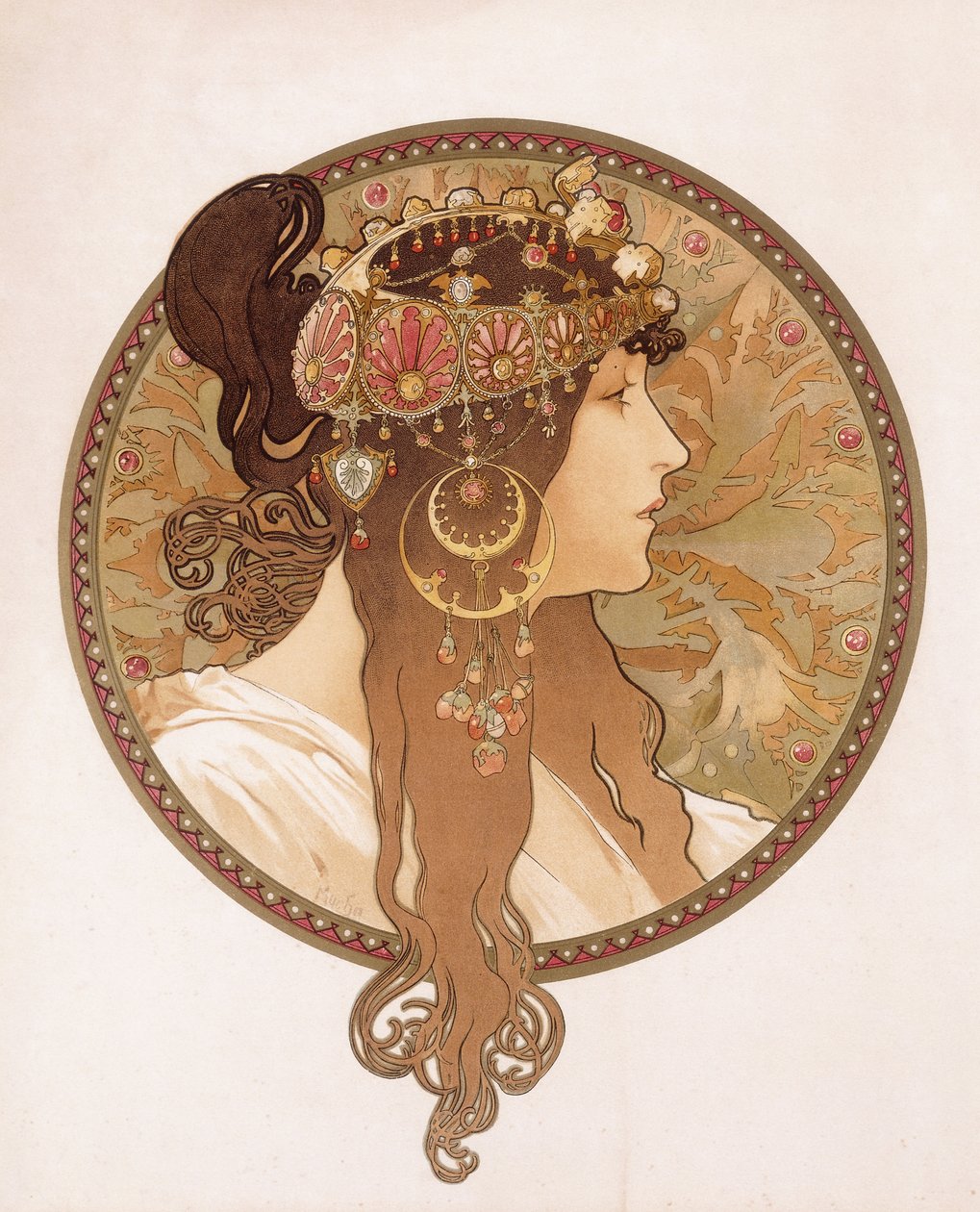 egy barna bizánci feje; Tete byzantine d"une barna, 1897 körül alkotó: Alphonse Mucha