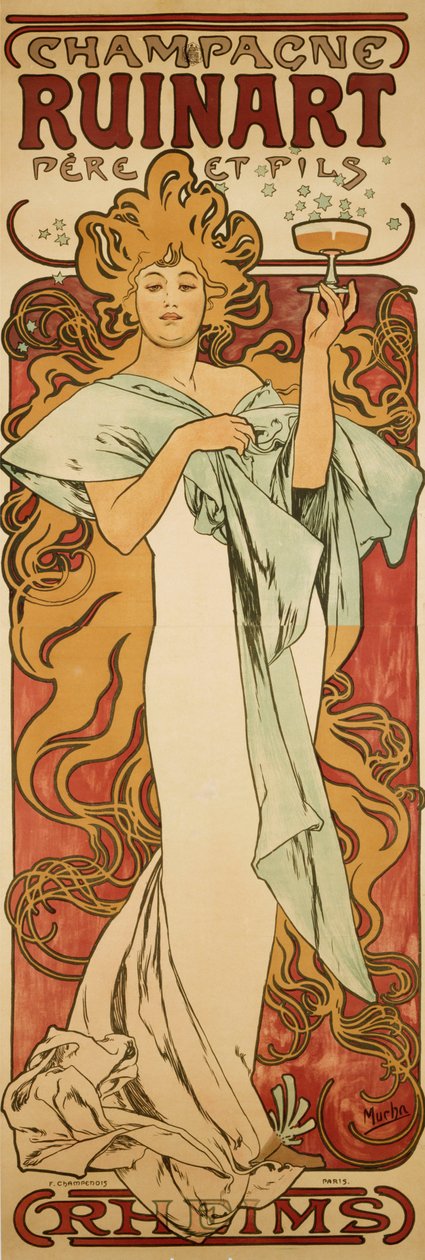 Champagne Ruinart, 1896 alkotó: Alphonse Mucha