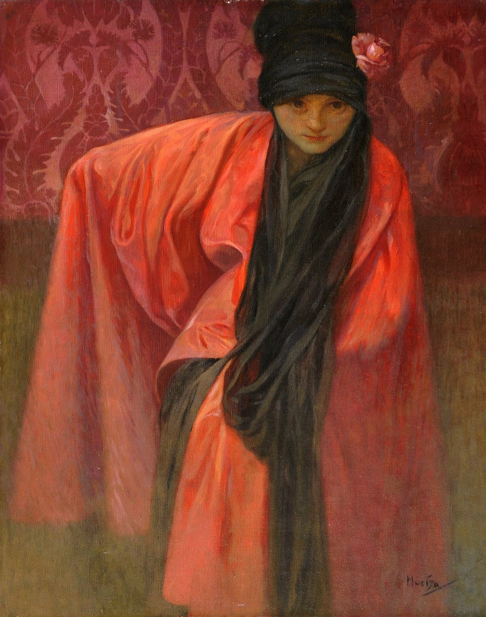 Girl in Red par Mucha, Alfons Marie (1860-1939), c. 1914 - Tempera, vászon, 60,5x47 - Magángyűjtemény alkotó: Alphonse Mucha