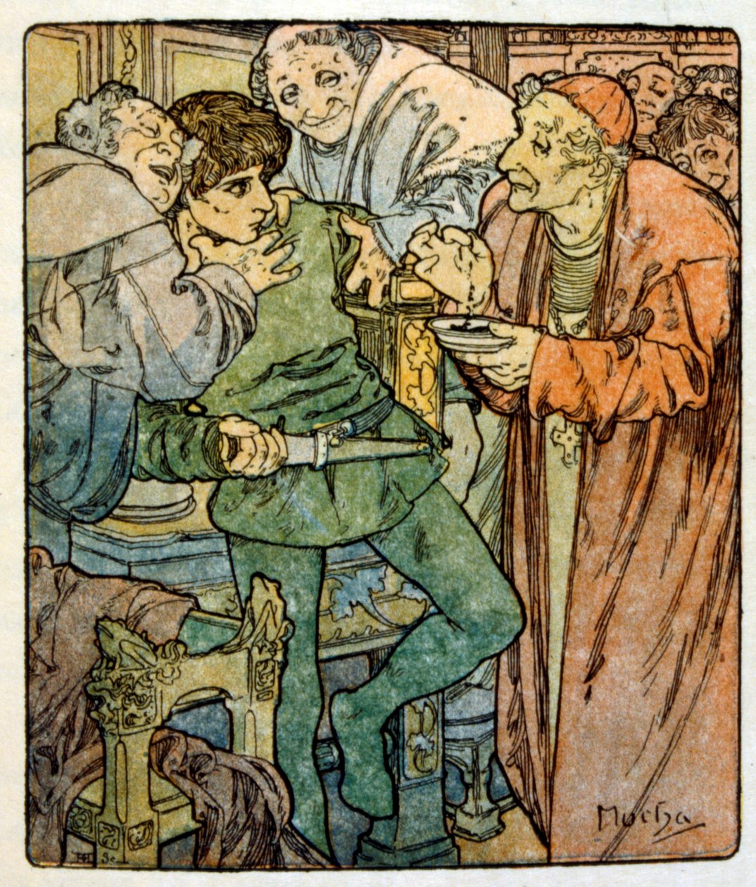 Illusztráció: Alphonse Mucha a francia író, Anatole France "Clio" című művéből. 1900. Mucha (1860 – 1939). cseh szecessziós festő volt alkotó: Alphonse Mucha