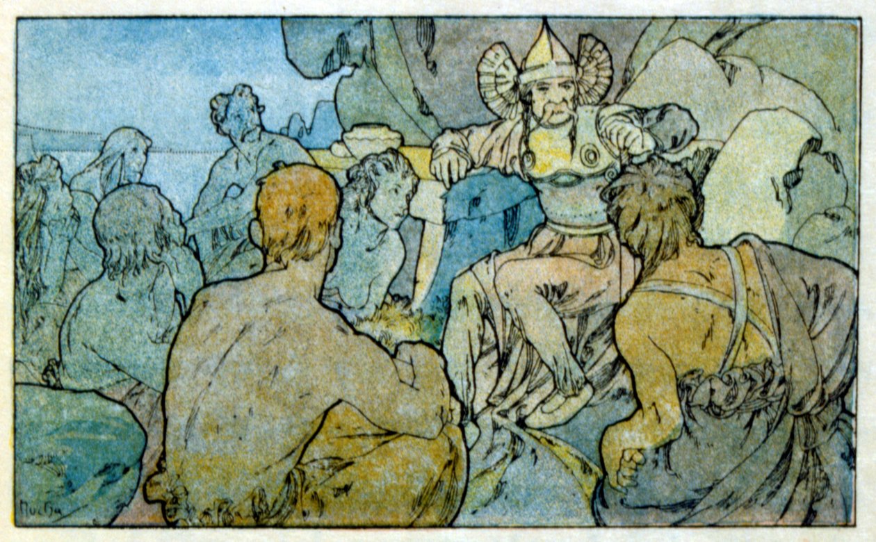 Illusztráció: Alphonse Mucha a francia író, Anatole France "Clio" című művéből. 1900. Mucha (1860 – 1939). cseh szecessziós festő volt alkotó: Alphonse Mucha