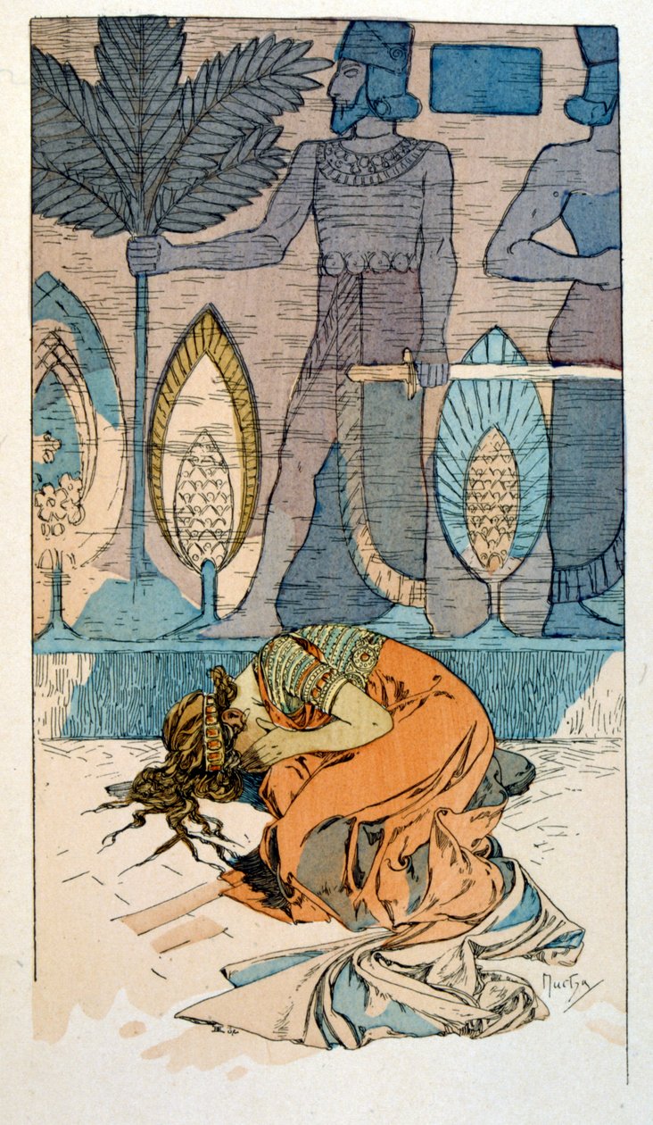 Illusztráció: Alphonse Mucha a "Rama" című költeményből, Paul Verola három felvonásban. kb.1898. Mucha (1860 – 1939). cseh szecessziós festő volt alkotó: Alphonse Mucha