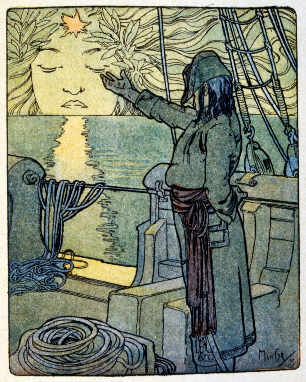 Illusztráció: Alphonse Mucha a „Clio” (1900) könyvhöz. francia szerzőtől. Anatole France. Anatole France (1844-1924). francia költő volt. újságíró. és regényíró. alkotó: Alphonse Mucha