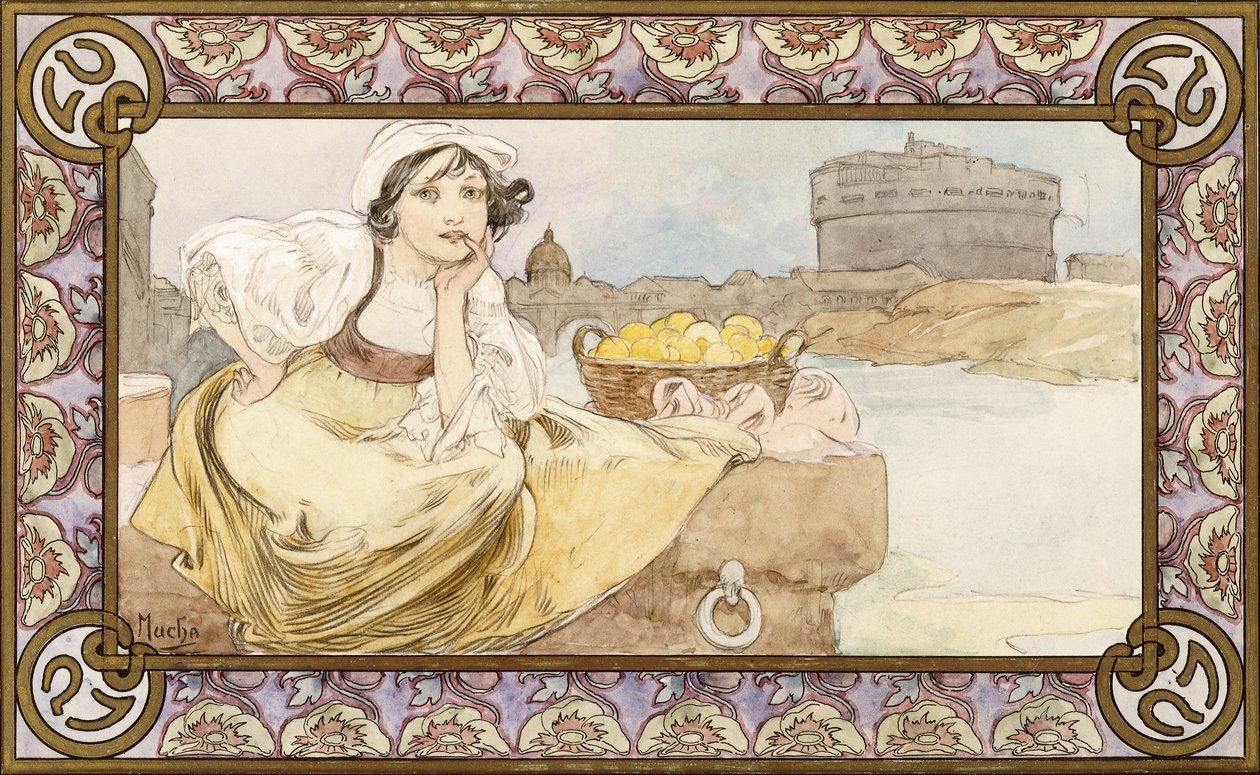 Olasz lány, 1900 alkotó: Alphonse Mucha