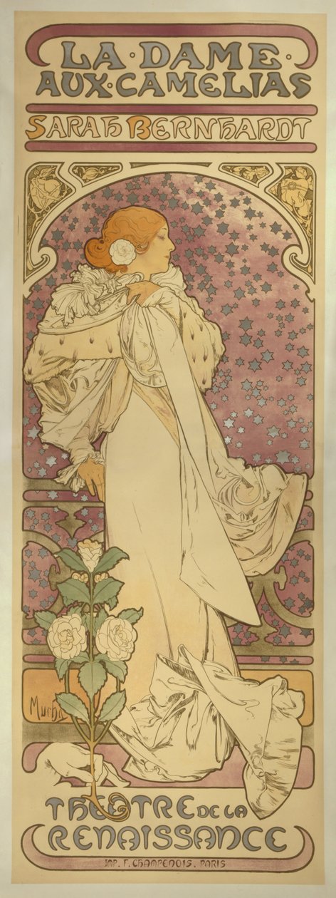"La Dame aux Camélias", Sarah Bernhardttal alkotó: Alphonse Mucha