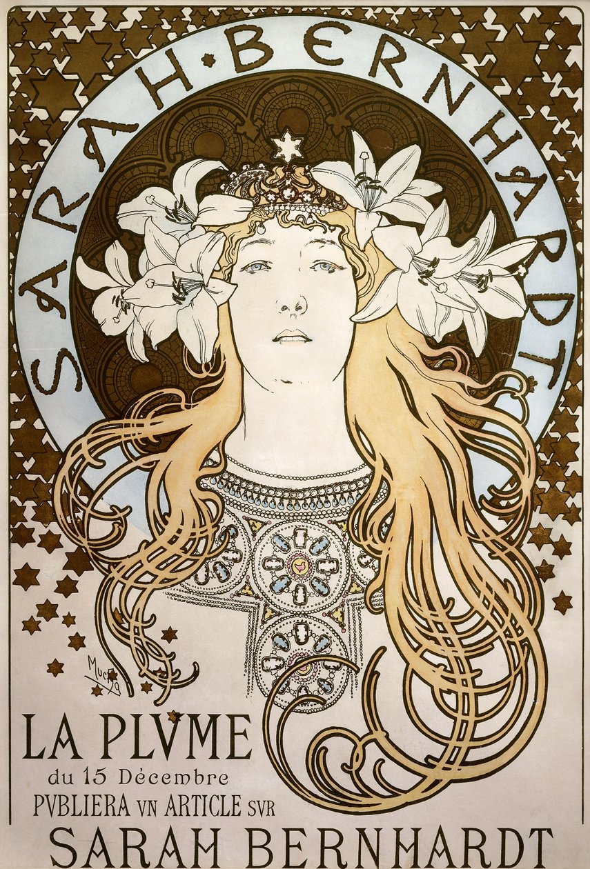 La Plume", Sarah Bernhardt közreműködésével, 1896 alkotó: Alphonse Mucha