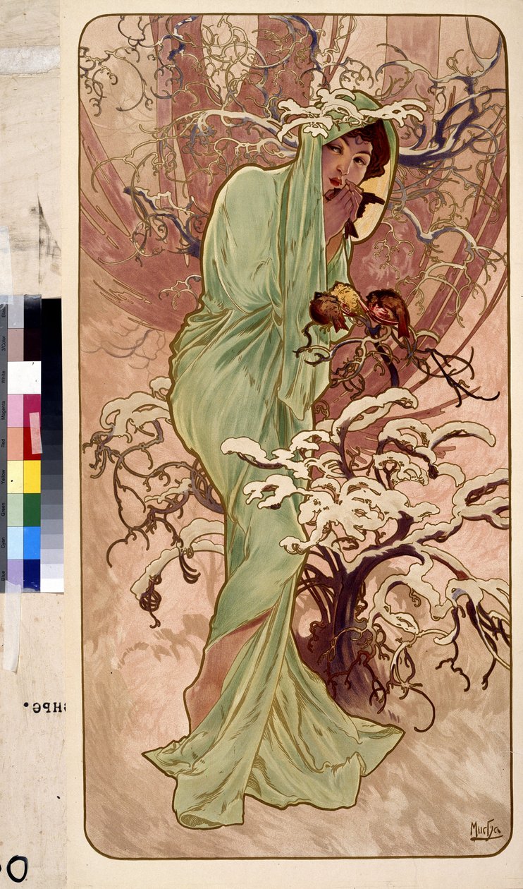 Tél (allegóriasorozat a négy évszakról). Alfons Maria Mucha alkotása (Alphonse Marie Mucha alkotó: Alphonse Marie Mucha