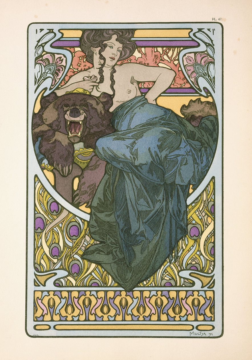 47. tábla az 1902-ben megjelent "Documents Decoratifs" című könyvből, 1902 alkotó: Alphonse Mucha