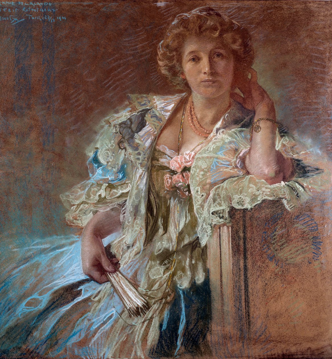 Berthe Lalande portréja. Alphonse Mucha (1860-1939) festménye alkotó: Alphonse Mucha
