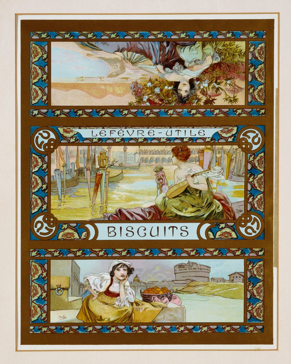 „Lefevre-Utile” kekszeket reklámozó plakát, 1910 körül alkotó: Alphonse Mucha