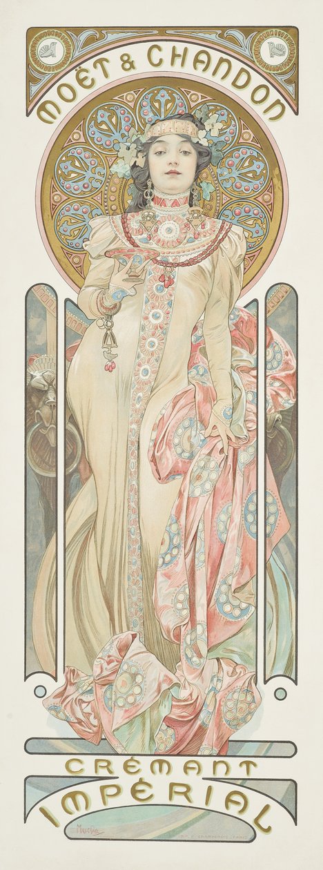 „Moet & Chandon Dry Imperial” pezsgőt reklámozó plakát, 1899 alkotó: Alphonse Mucha