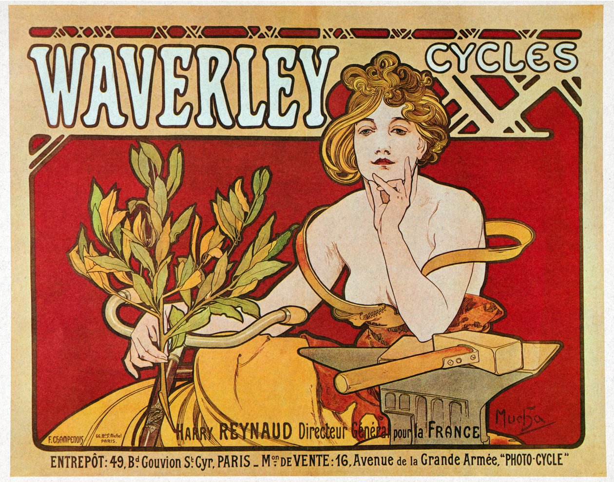 Waverley ciklusokat reklámozó plakát alkotó: Alphonse Mucha