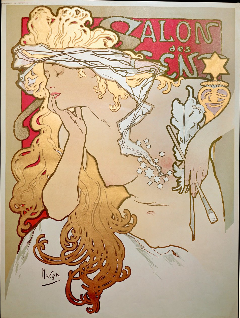 A Salon des Cents éjszakai klub plakátja alkotó: Alphonse Marie Mucha