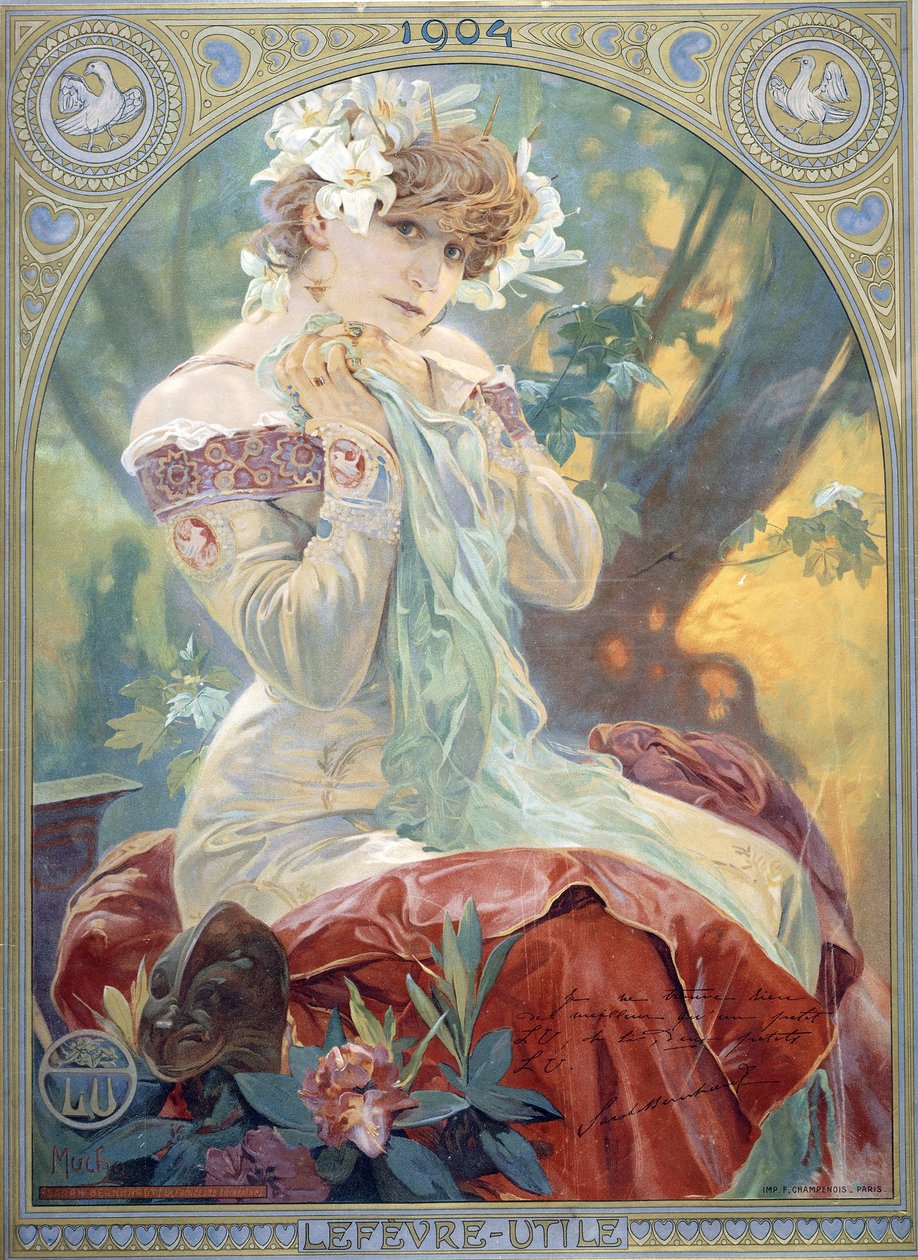 Sarah Bernhardt Lointaine hercegnő szerepében, 1904 alkotó: Alphonse Mucha