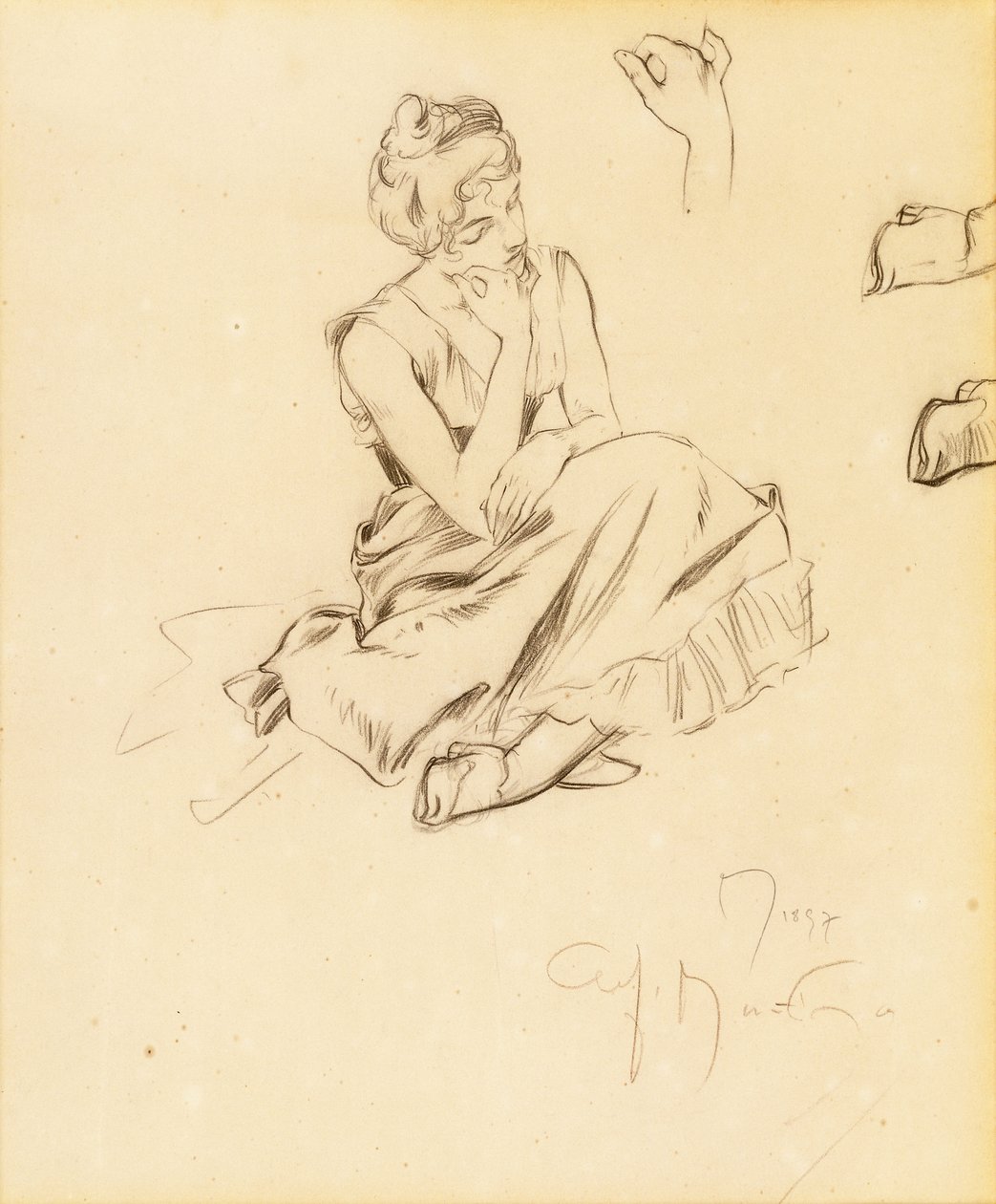 Tanulmány egy ülő nőről, 1897 alkotó: Alphonse Mucha