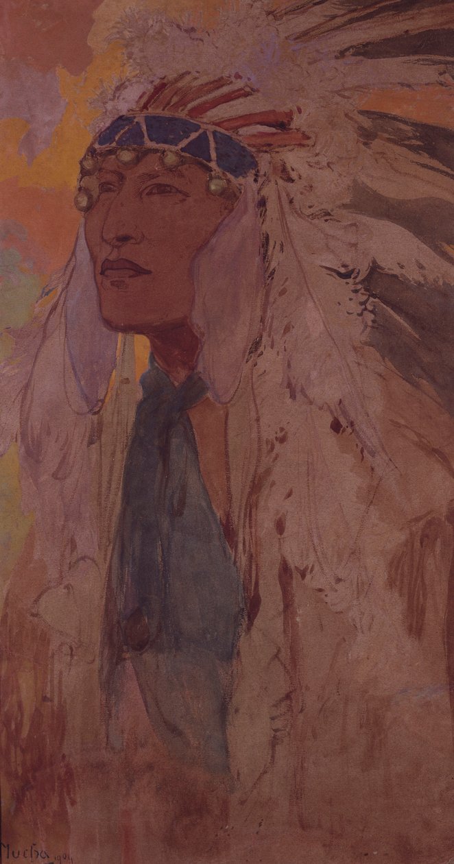 Az indián, 1904 alkotó: Alphonse Mucha