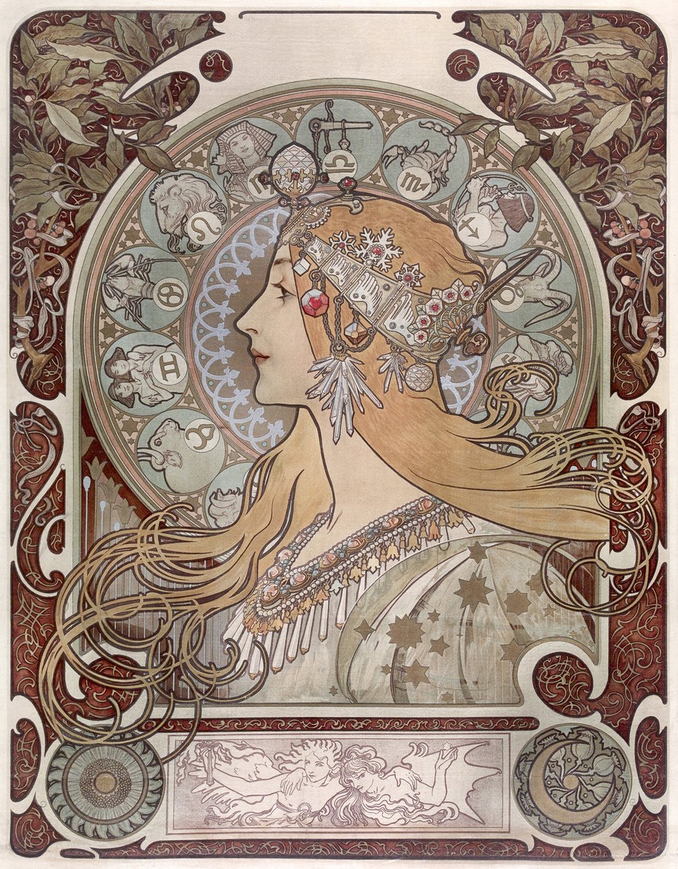 Zodiákus – Alfons Marie Mucha (1860-1939). Színes litográfia alkotó: Alphonse Mucha
