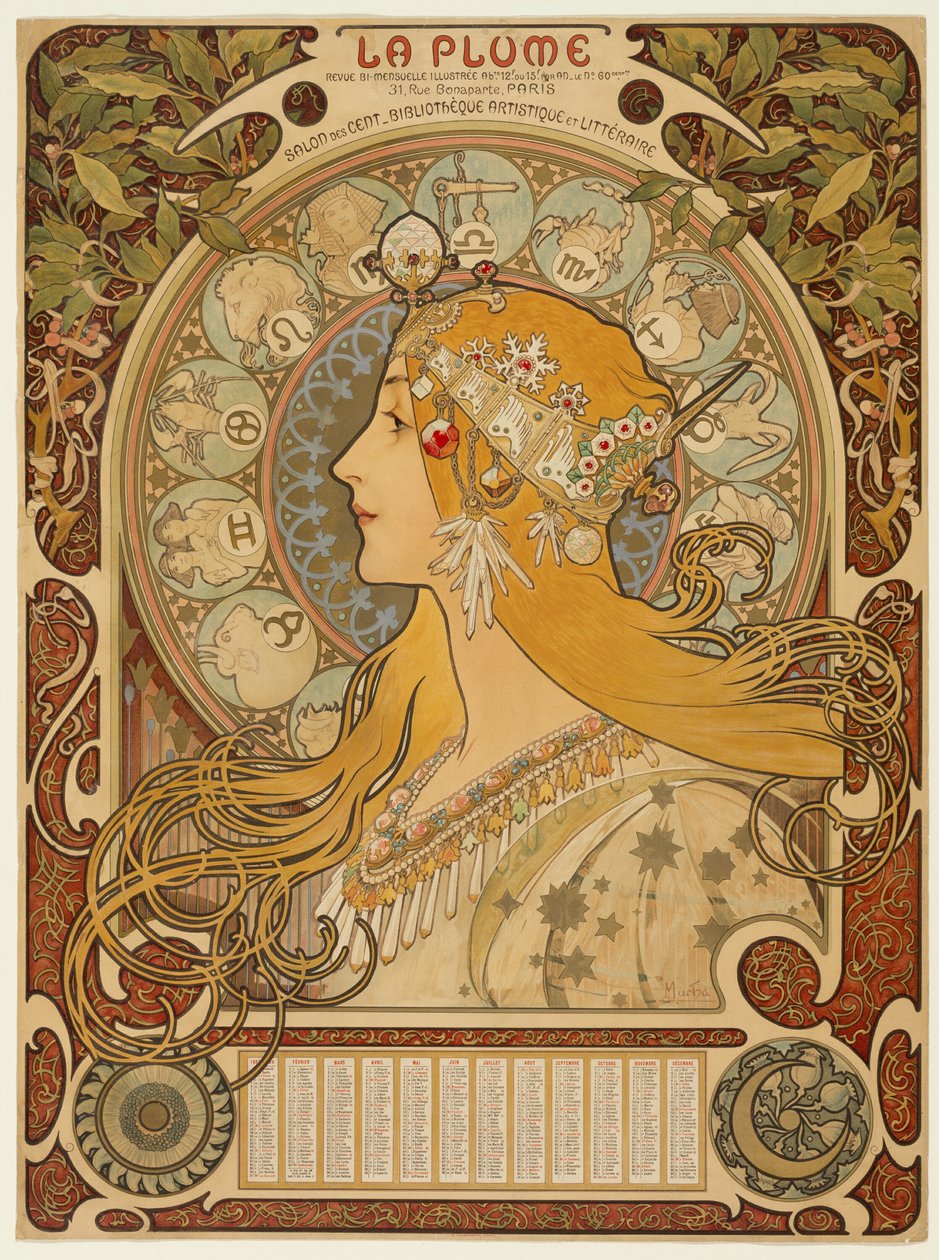 Zodiákus ("The Feather") alkotó: Alphonse Marie Mucha