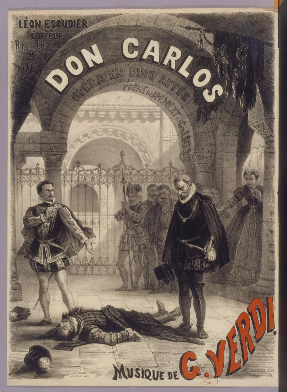 Giuseppe Verdi posztere a Don Carlos operához, 1867. alkotó: Alphonse Marie Neuville de