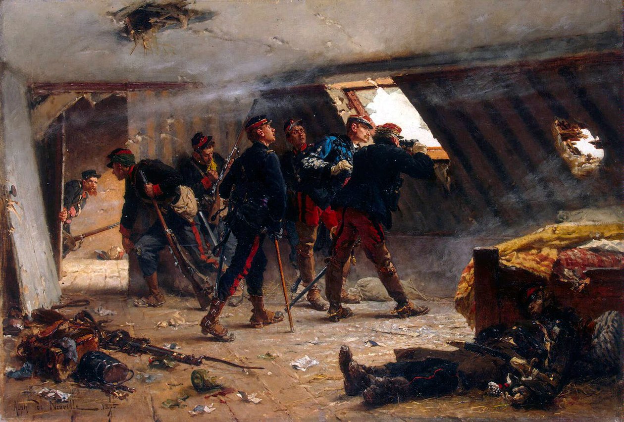 Jelenet a francia-porosz háborúból, 1875. alkotó: Alphonse Marie Neuville de