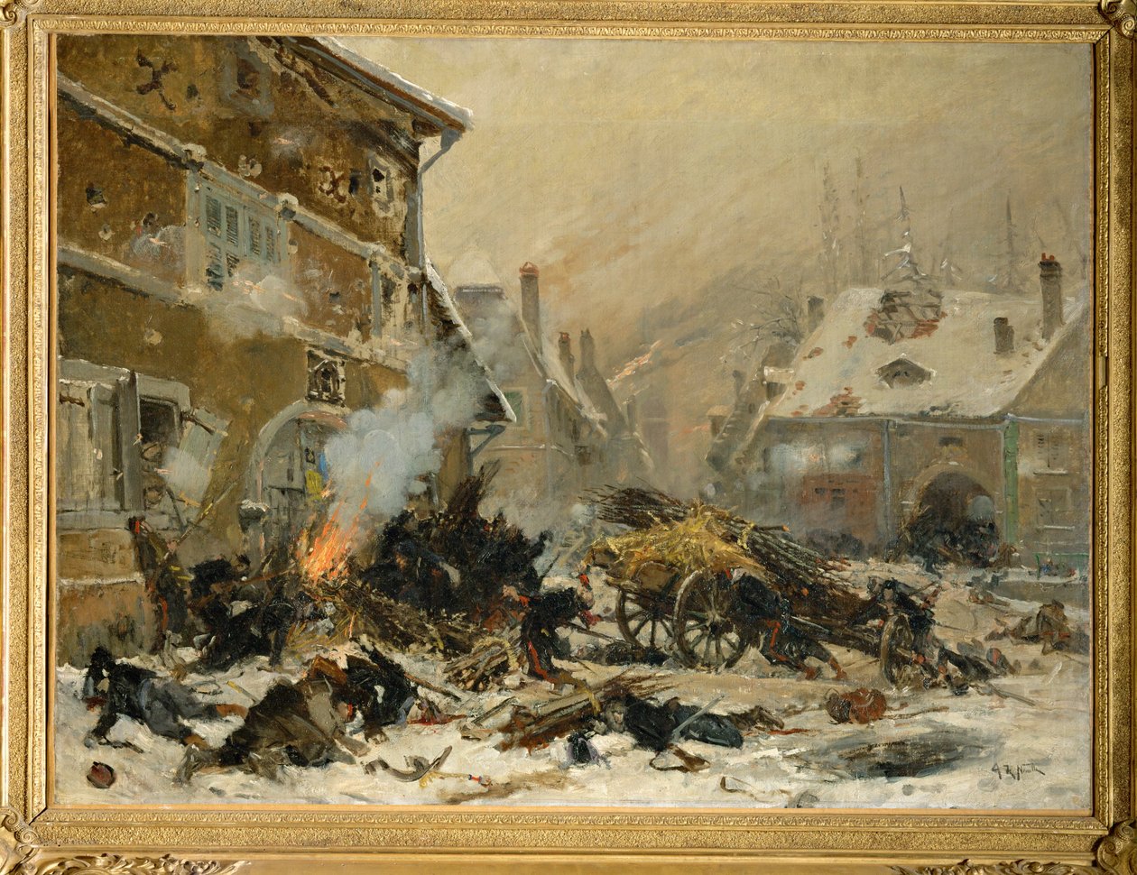 Támadás egy elbarikádozott ház ellen Villersexelben, keleti hadsereg ... (festmény, vászon) alkotó: Alphonse Marie de Neuville