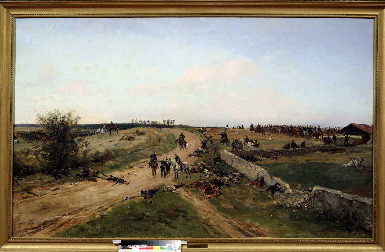 francia-porosz háború. (Jelenet a francia-porosz háborúból). Háborús jelenet Poroszország és a Francia Birodalom között 1870. július 19-től 1871. január 29-ig. Alphonse Marie de Neuville (1835-1885) festménye. Olajfestmény. Tulai Nemzeti Múzeum, Oroszorszá alkotó: Alphonse Marie de Neuville