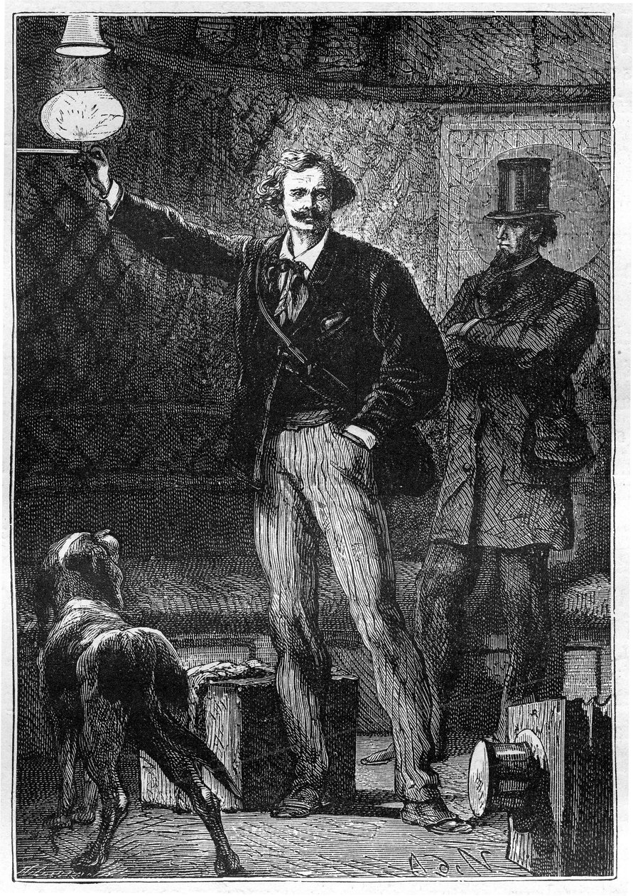 Illusztráció Jules Verne „A Hold körül” című könyvéből, Hetzel kiadás - Les voyages extraordinaire alkotó: Alphonse Marie de Neuville