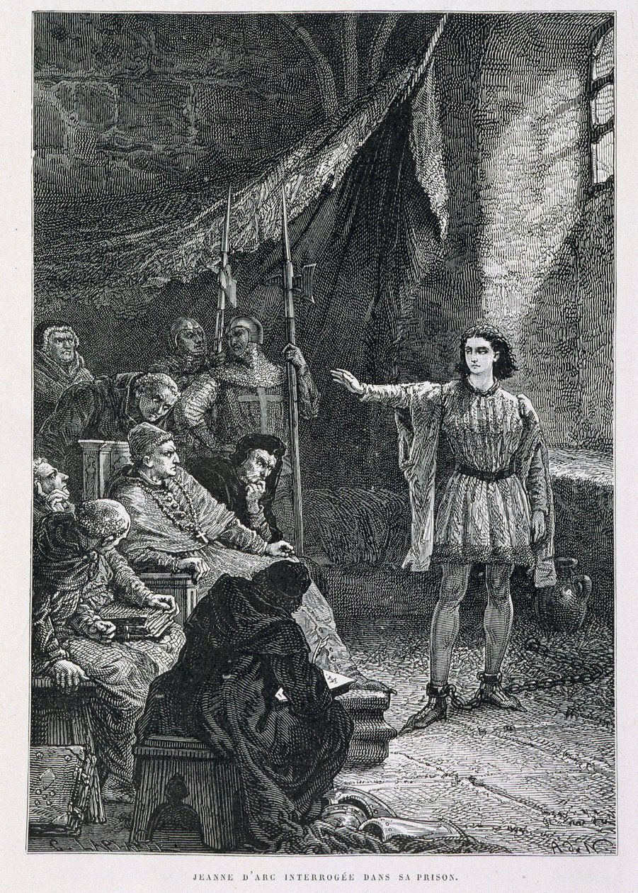 Jeanne of Arc-t kihallgatták a börtönében – Guizot „" Histoire de France" című könyvében, De Neuville metszetében alkotó: Alphonse Marie de Neuville