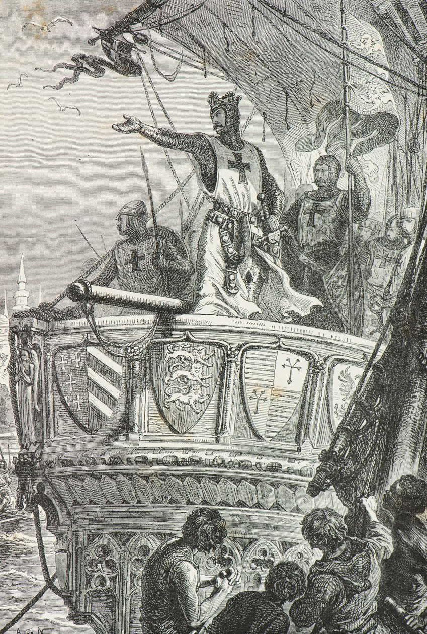 Oroszlánszívű Richárd elhagyja a Szentföldet 1192-ben (metszet) alkotó: Alphonse Marie de Neuville