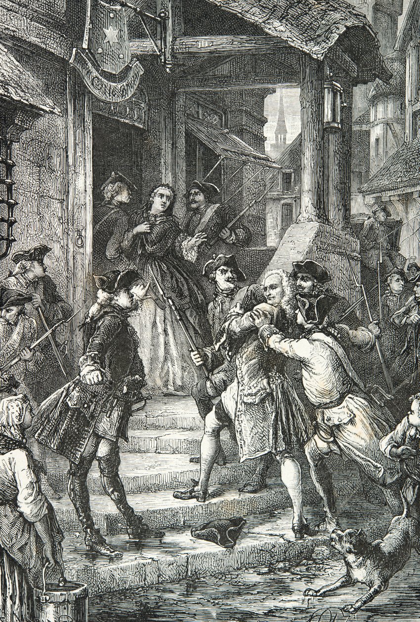 Voltaire-t letartóztatják Frankfurtban alkotó: Alphonse Marie de Neuville