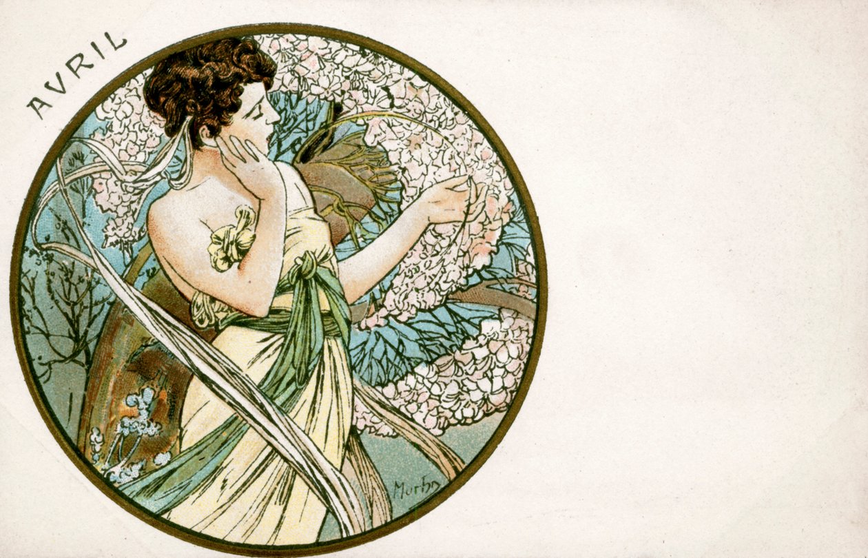 „Április”, 1900 alkotó: Alphonse Mucha