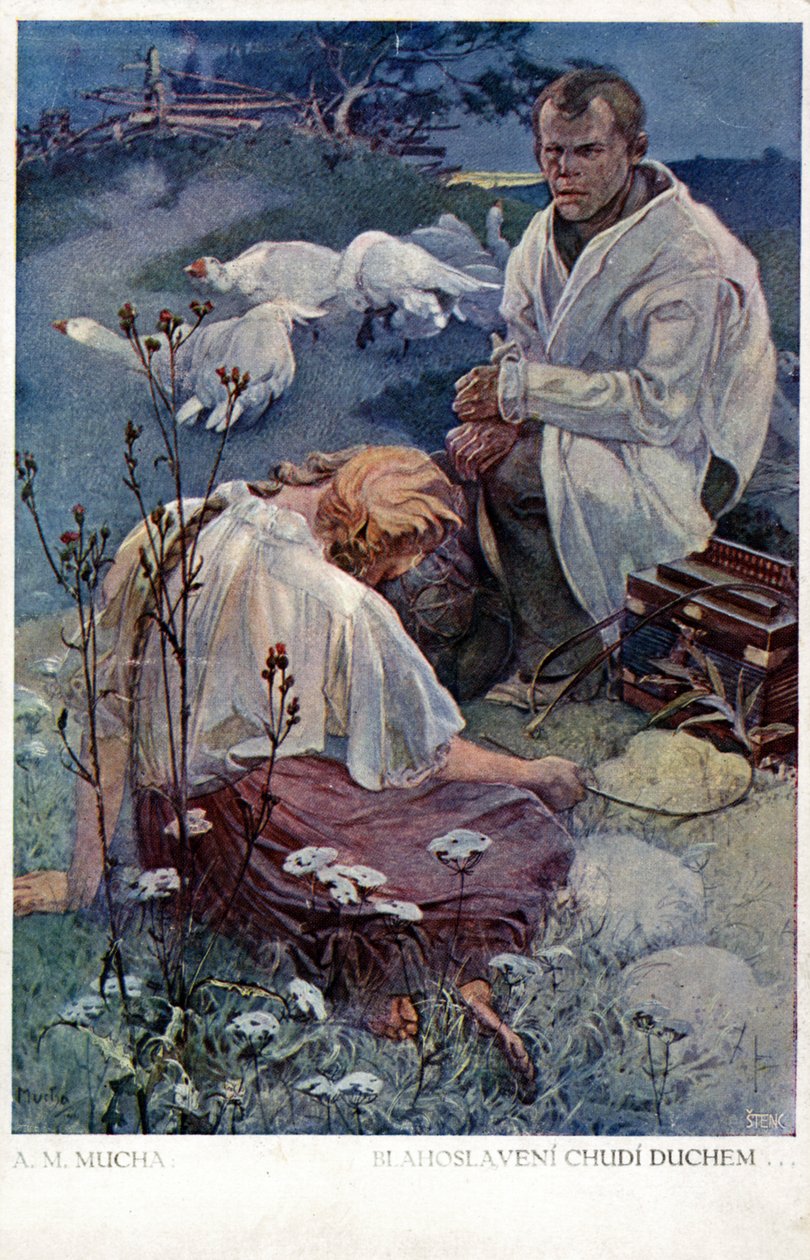 „Boldogok a lélekben szegények, mert övék a mennyek országa”, 1906 alkotó: Alphonse Mucha