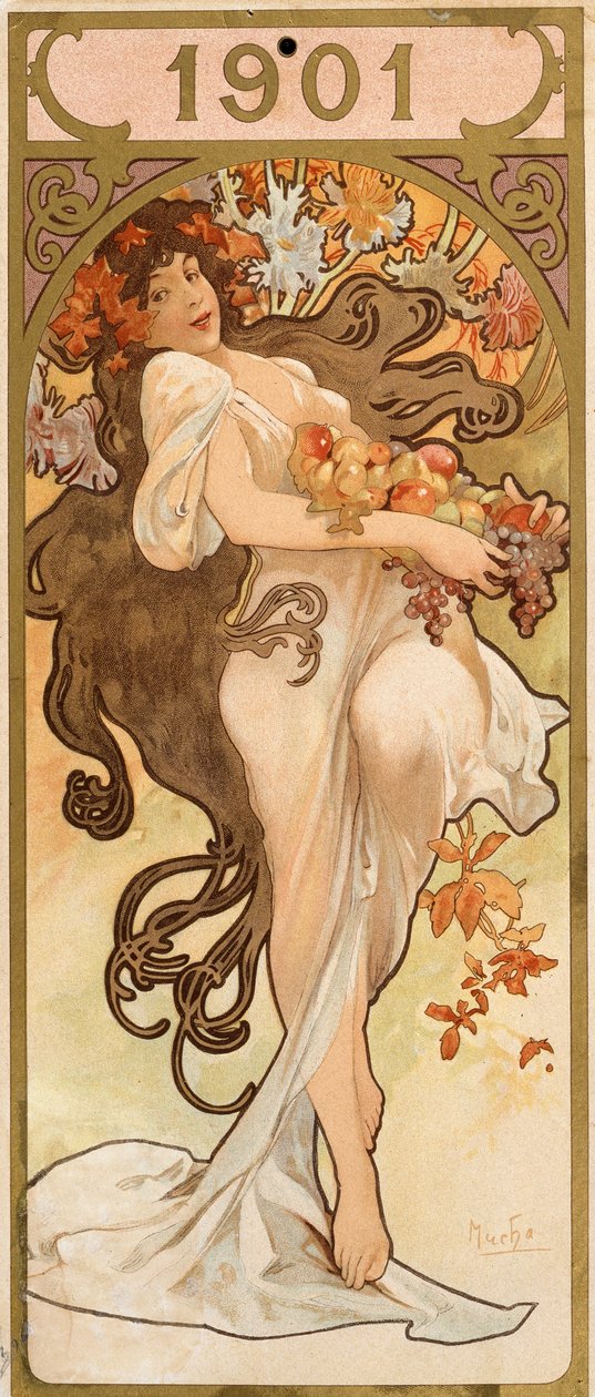 Naptár az 1901-es évre, c1900. alkotó: Alphonse Mucha