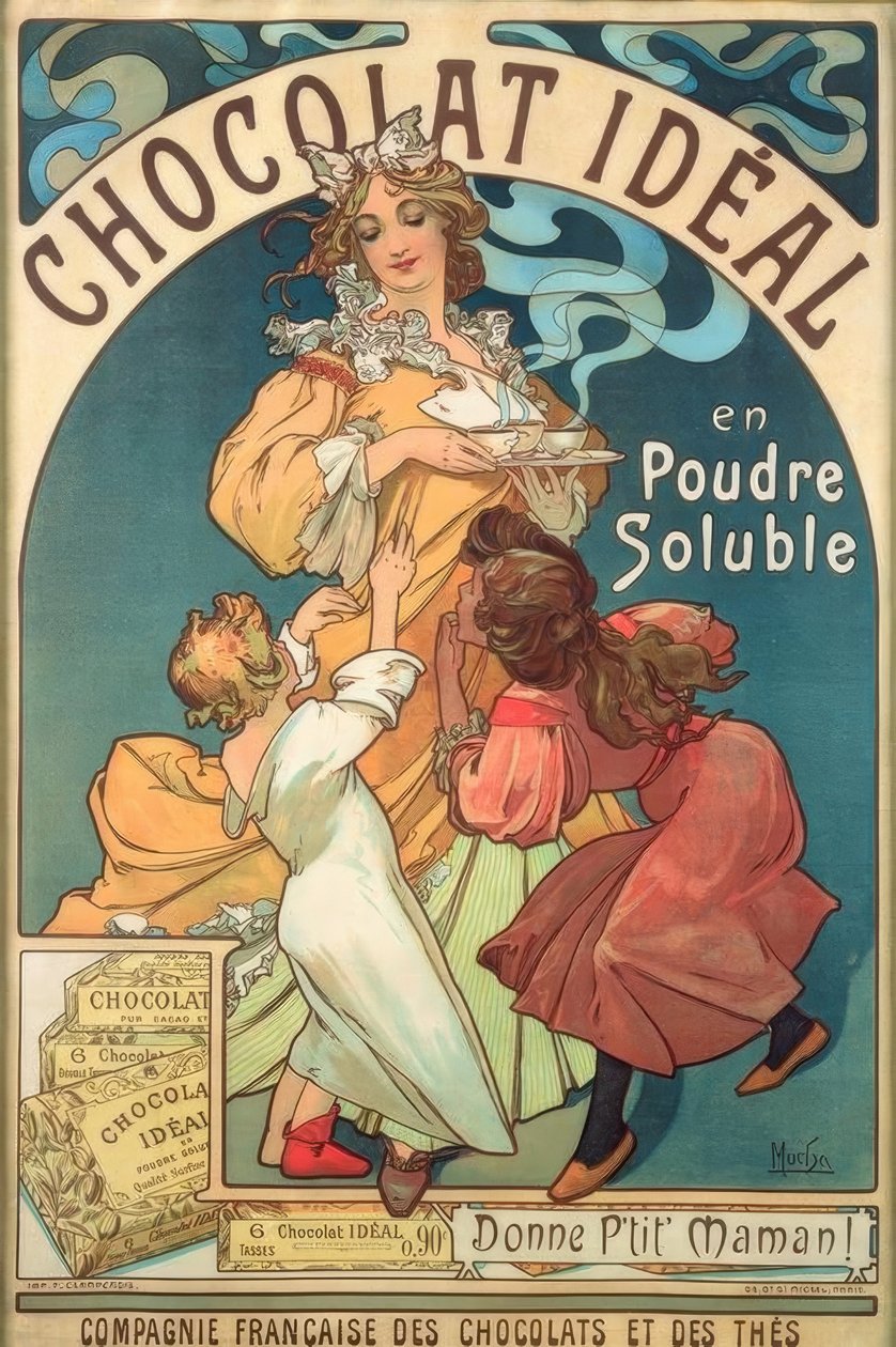 Ideális csokoládéban oldódó por alkotó: Alphonse Mucha