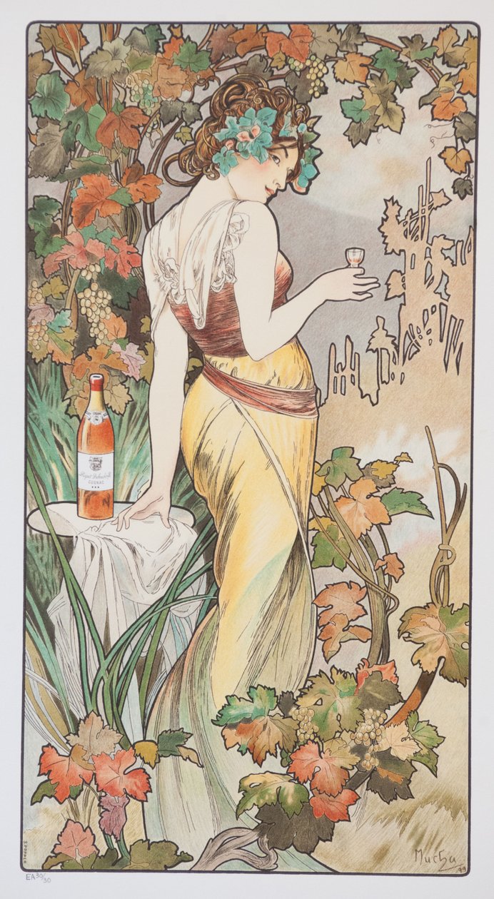 Cognac Bisquit, 1899 körül alkotó: Alphonse Mucha