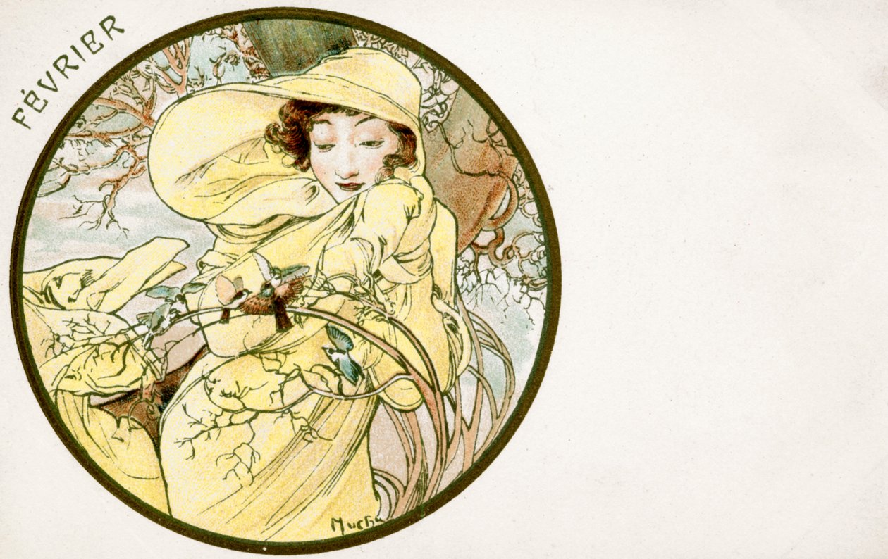 „Február”, 1900 alkotó: Alphonse Mucha