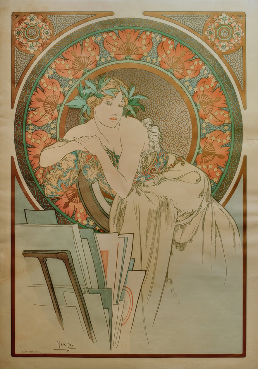 Nő pipacs és grafikus portfólió alkotó: Alphonse Mucha