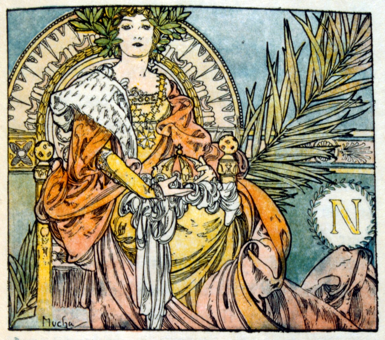 Illusztráció: Alphonse Mucha a francia író, Anatole France "Clio" című művéből. 1900. Mucha (1860 – 1939). cseh szecessziós festő volt alkotó: Alphonse Mucha