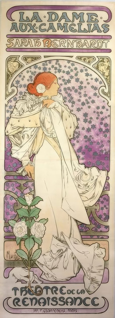 La Dame aux Camelias / Théâtre de la Renaissance alkotó: Alphonse Mucha