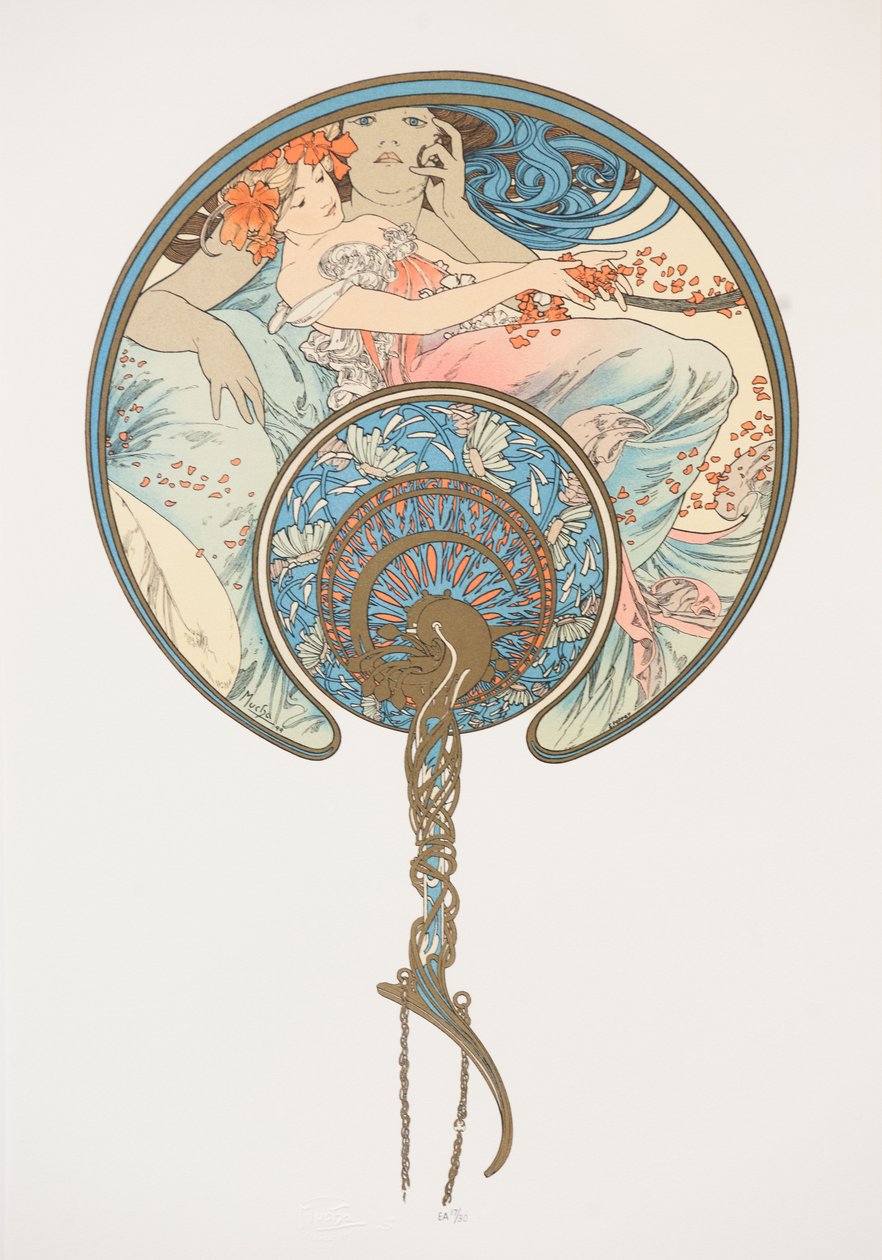 A múló szél elviszi a fiatalságot. A rajongó, 1899. alkotó: Alphonse Mucha