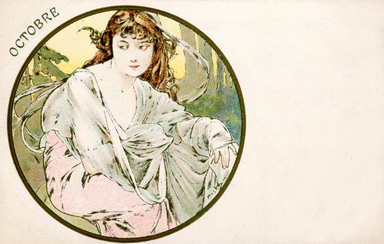 „október”, 1900 alkotó: Alphonse Mucha