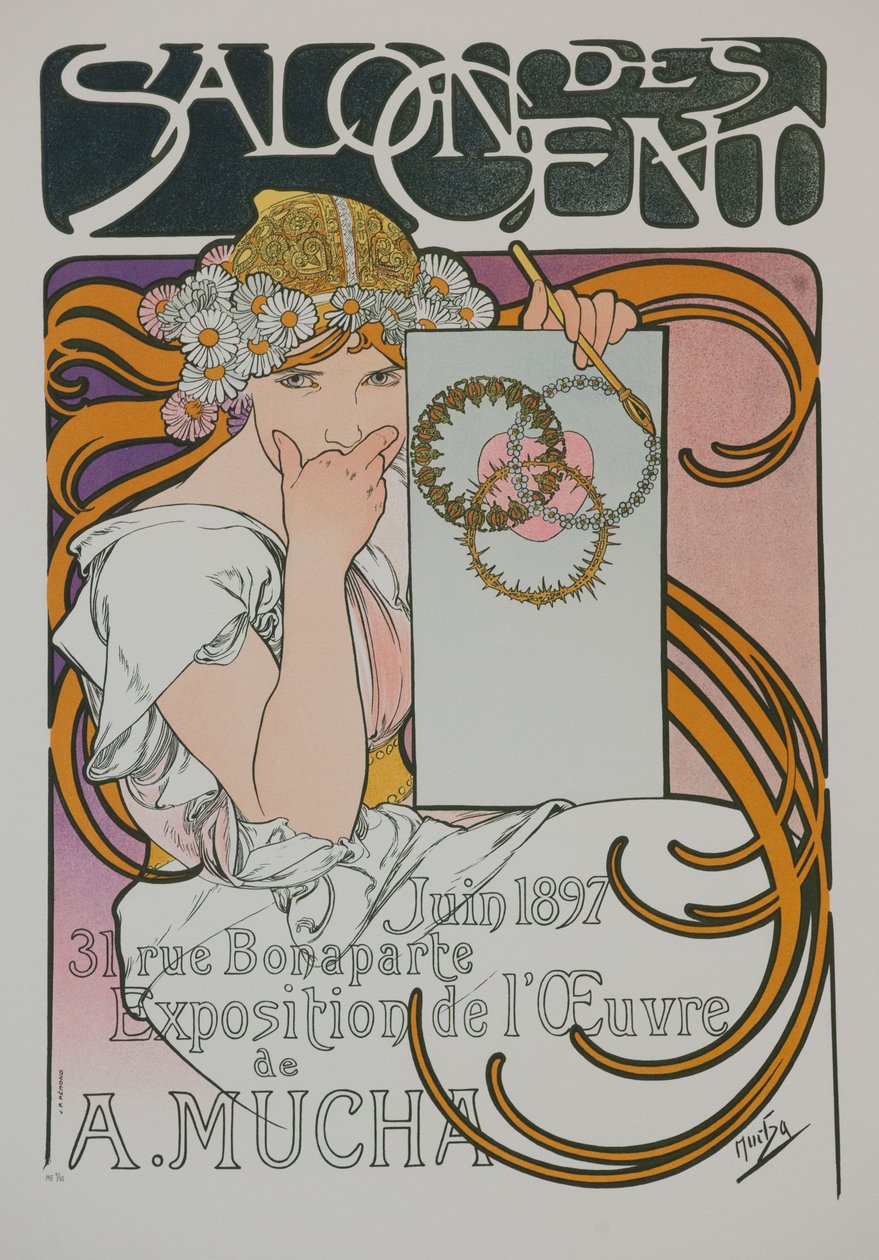 A Salon des Cent A. Muchas kiállításának plakátja, 1897. alkotó: Alphonse Mucha