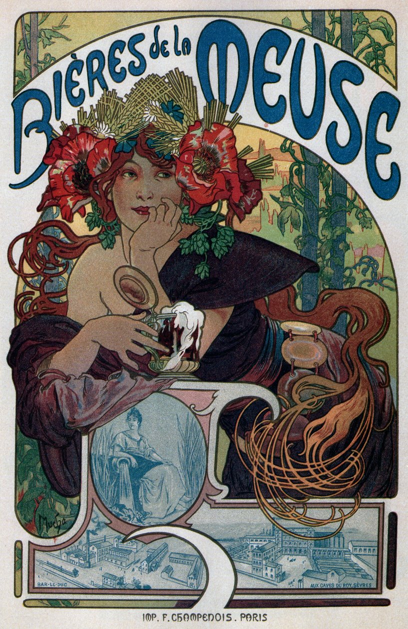 Plakát a Meuse söreihez, 1897 alkotó: Alphonse Mucha
