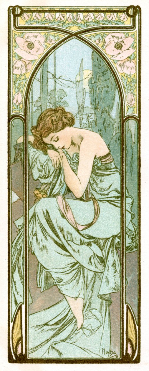 „Repose of Night”, 1899 alkotó: Alphonse Mucha